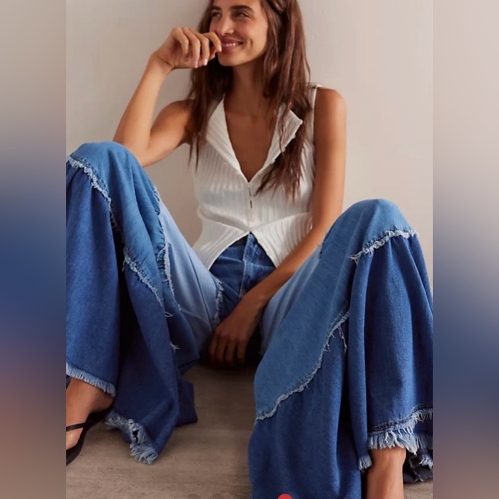 We The Free Dreamscape Tiered Denim Wide Leg size 25 NWT - Picture 4 of 14